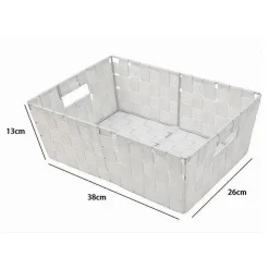 PORTA OGGETTI CESTO IN TESSUTO INTRECCIATO 38X26X13 CM CON MANIGLIE BIANCO 79031