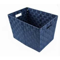 PORTA OGGETTI CESTO IN TESSUTO INTRECCIATO 38 X 26 X 25CM CON MANIGLIE BLU 79040