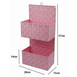 PORTA OGGETTI DA APPENDERE IN TESSUTO A 2 RIPIANI PARETE ORGANIZER ROSA 79101