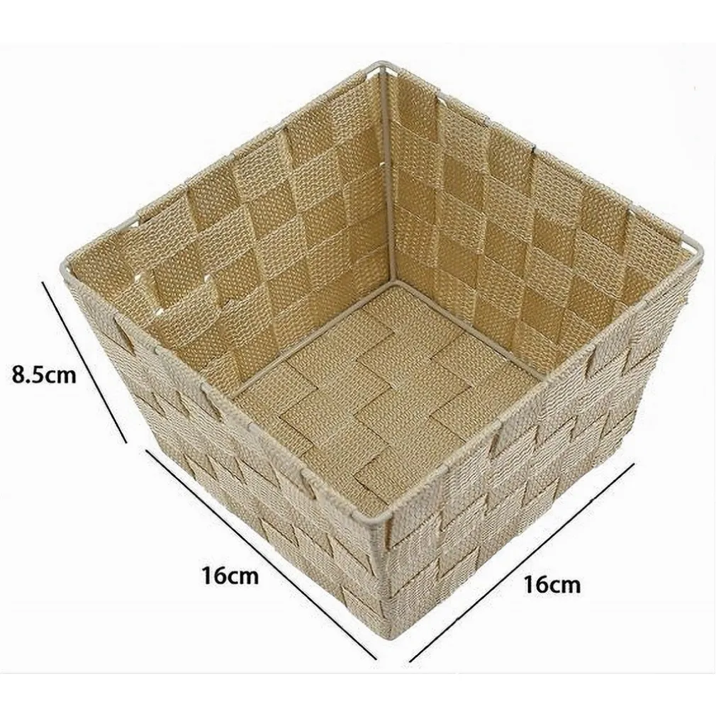 PORTA OGGETTI ORGANIZER BAGNO CAMERA CUCINA IN TESSUTO BEIGE 16X16X8.5 CM 79003