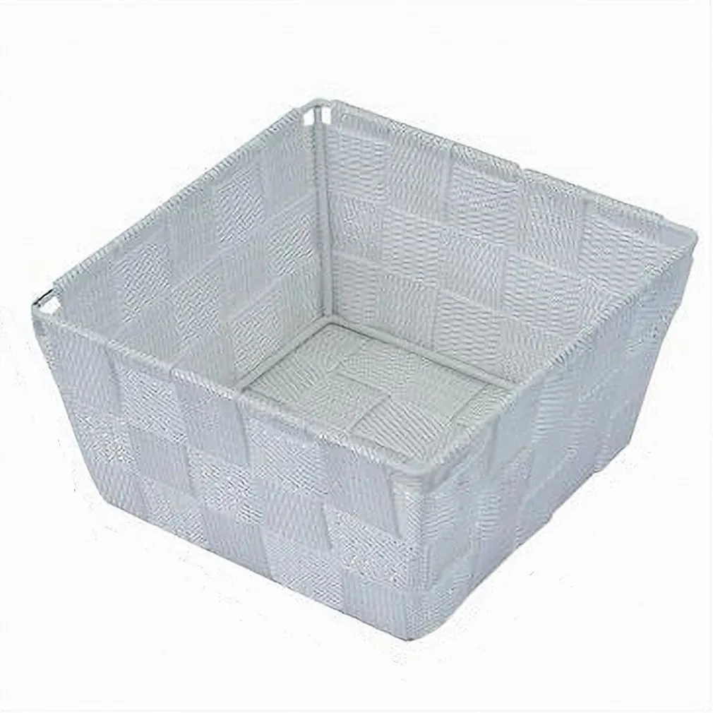 PORTA OGGETTI ORGANIZER BAGNO CAMERA CUCINA IN TESSUTO BIANCO 16X16X8.5 CM 79114