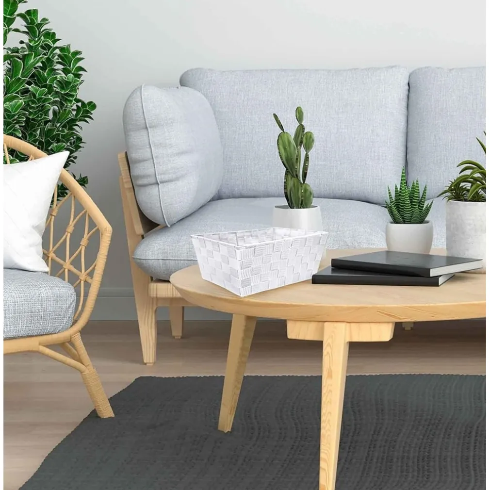 PORTA OGGETTI ORGANIZER BAGNO CAMERA CUCINA IN TESSUTO BIANCO 16X16X8.5 CM 79114