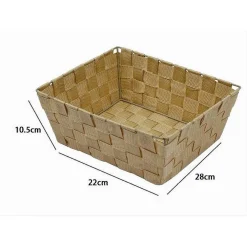 PORTA OGGETTI ORGANIZER BAGNO CAMERA CUCINA IN TESSUTO BEIGE 28X22X10.5CM 79021