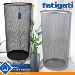 PORTA OMBRELLI FATIGATI CESTINO TRAFORATO IN METALLO PER CASA E UFFICIO 27X50 CM