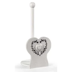 PORTA ROTOLO CUCINA DECORO CUORE 31 CM CARTA TAVOLA IN LEGNO SHABBY CHIC 662270