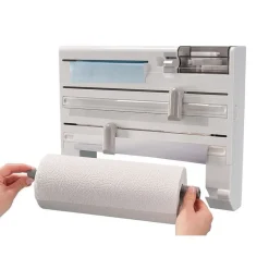 PORTA ROTOLO DA CUCINA CARTA 5IN1 DA PARETE ORGANIZER DISPENSER PELLICOLA NASTRO
