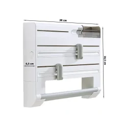 PORTA ROTOLO DA CUCINA CARTA 5IN1 DA PARETE ORGANIZER DISPENSER PELLICOLA NASTRO