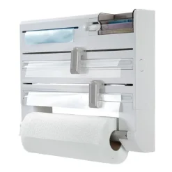 PORTA ROTOLO DA CUCINA CARTA 5IN1 DA PARETE ORGANIZER DISPENSER PELLICOLA NASTRO