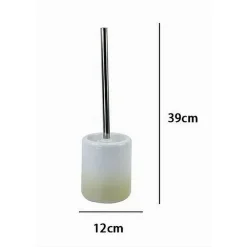 PORTA SCOPINO ARREDO BAGNO WC TOILETTE BIANCO GIALLO CON SCOPINO COMPLETO 59905