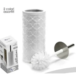 PORTA SCOPINO BAGNO 34 CM IN CERAMICA DECORO FIORI 2 COLORI ASSORTITI 783258