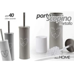 PORTA SCOPINO BAGNO 40 CM METALLO DECORO HOME CUORE VARI COLORI ASSORTITI 748615