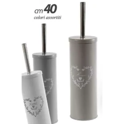 PORTA SCOPINO BAGNO 40 CM METALLO DECORO HOME CUORE VARI COLORI ASSORTITI 748615