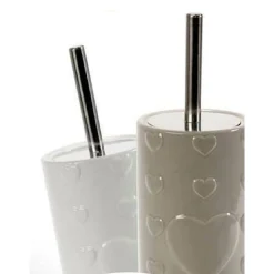 PORTA SCOPINO BAGNO IN CERAMICA DECORO CUORI 34 CM IN 2 COLORI ASSORTITI 783210