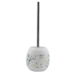 PORTA SCOPINO BIANCO DECORATO FIORI FOGLIE PORTASCOPINO ACCESSORI BAGNO 87052