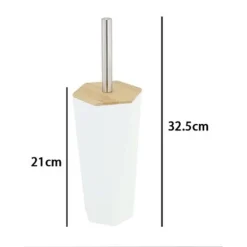 PORTA SCOPINO ESAGONALE GEOMETRICO BIANCO LEGNO CON SCOPETTINO SPAZZOLONE WC BAGNO 10839