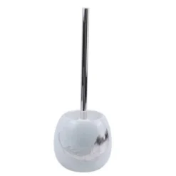 PORTA SCOPINO IN CERAMICA BIANCA DECORATO CON PIUMA ARGENTO SCOPINO BAGNO 59901