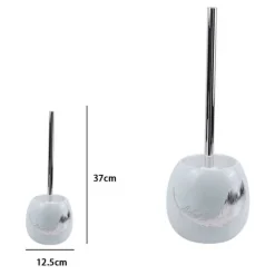 PORTA SCOPINO IN CERAMICA BIANCA DECORATO CON PIUMA ARGENTO SCOPINO BAGNO 59901