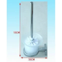 PORTA SCOPINO PARETE IN ACCIAIO VETRO SATINATO A PARETE CON SCOPINO BAGNO 52208A