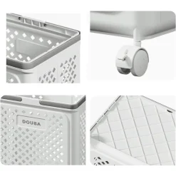 PORTABIANCHERIA CON RUOTE IN PLASTICA PIEGHEVOLE PORTATILE LAVANDERIA BAGNO