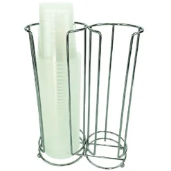 PORTABICCHIERI DOPPIO CAFFE ORGANIZER A 2 CILINDRI IN METALLO CROMATO CUCINA