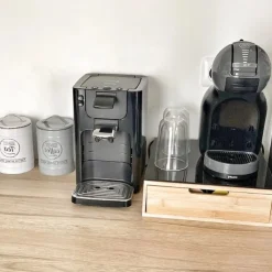 PORTACAPSULE BAMBÙ CON CASSETTO 4 SCOMPARTI ORGANIZZATORE CAPSULE CIALDE CAFFÈ TISANE TÈ