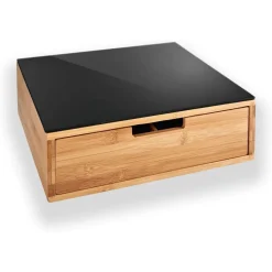 PORTACAPSULE BAMBÙ CON CASSETTO 4 SCOMPARTI ORGANIZZATORE CAPSULE CIALDE CAFFÈ TISANE TÈ