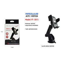 PORTACELLULARE A VENTOSA PER SMARTPHONE UNIVERSALE DA AUTO IN PVC MAXTECH PT-C015