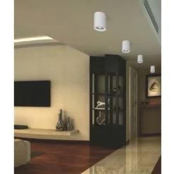 PORTAFARETTO A CILINDRO GESSO SOFFITTO VERNICIABILE SUPPORTO FARETTI GU10 GS-C11