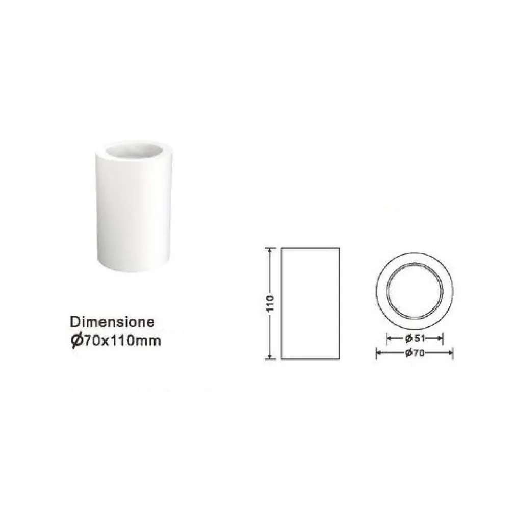 PORTAFARETTO A CILINDRO GESSO SOFFITTO VERNICIABILE SUPPORTO FARETTI GU10 GS-C11