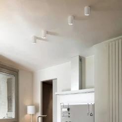 PORTAFARETTO A CILINDRO GESSO SOFFITTO VERNICIABILE SUPPORTO FARETTI GU10 GS-C11