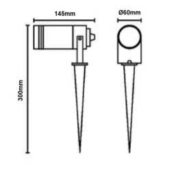 PORTAFARETTO GIARDINO CON PORTALAMPADA LAMPADINE GU10 PICCHETTO ALLUMINIO IP65 837WA-B80-G
