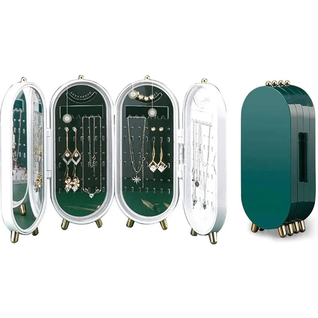 PORTAGIOIE CON SPECCHIO PIEGHEVOLE SUPPORTO GIOIELLI DA APPENDERE PER ORECCHINI COLLANE