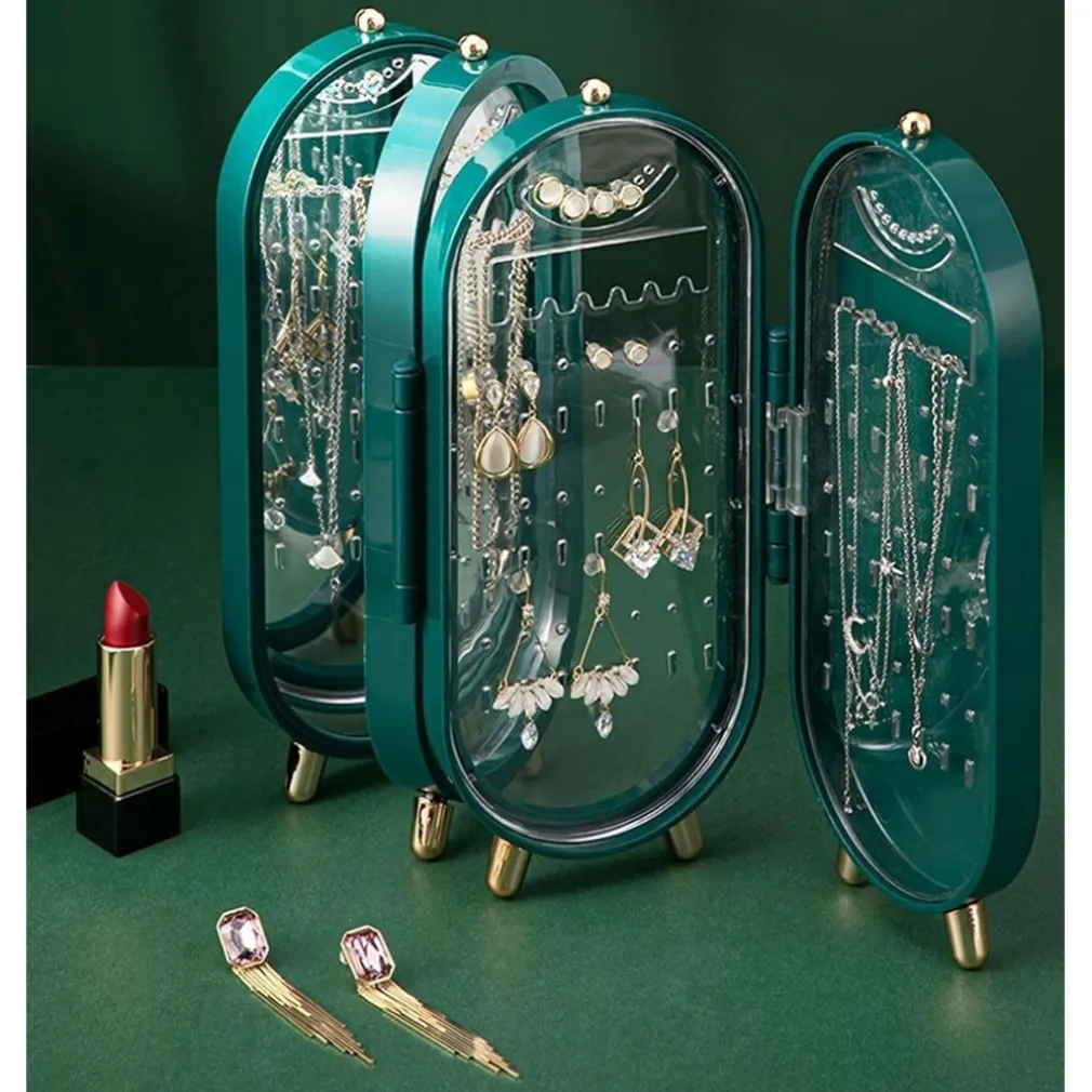PORTAGIOIE CON SPECCHIO PIEGHEVOLE SUPPORTO GIOIELLI DA APPENDERE PER ORECCHINI COLLANE