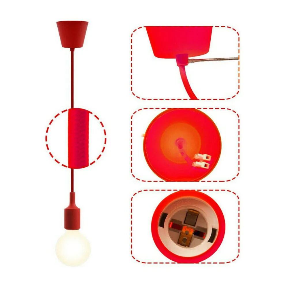 PORTALAMPADA A SOSPENSIONE PENDENTE LAMPADARIO SOFFITTO E27 ROSSO DT-J01 1 METRO