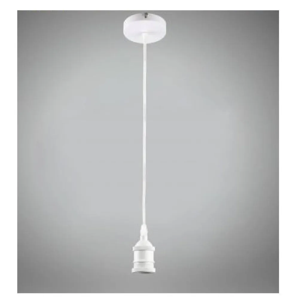 PORTALAMPADA A SOSPENSIONE CAVO IN CORDA 2 MT PER LAMPADINE E27 BIANCO E27-2M-B