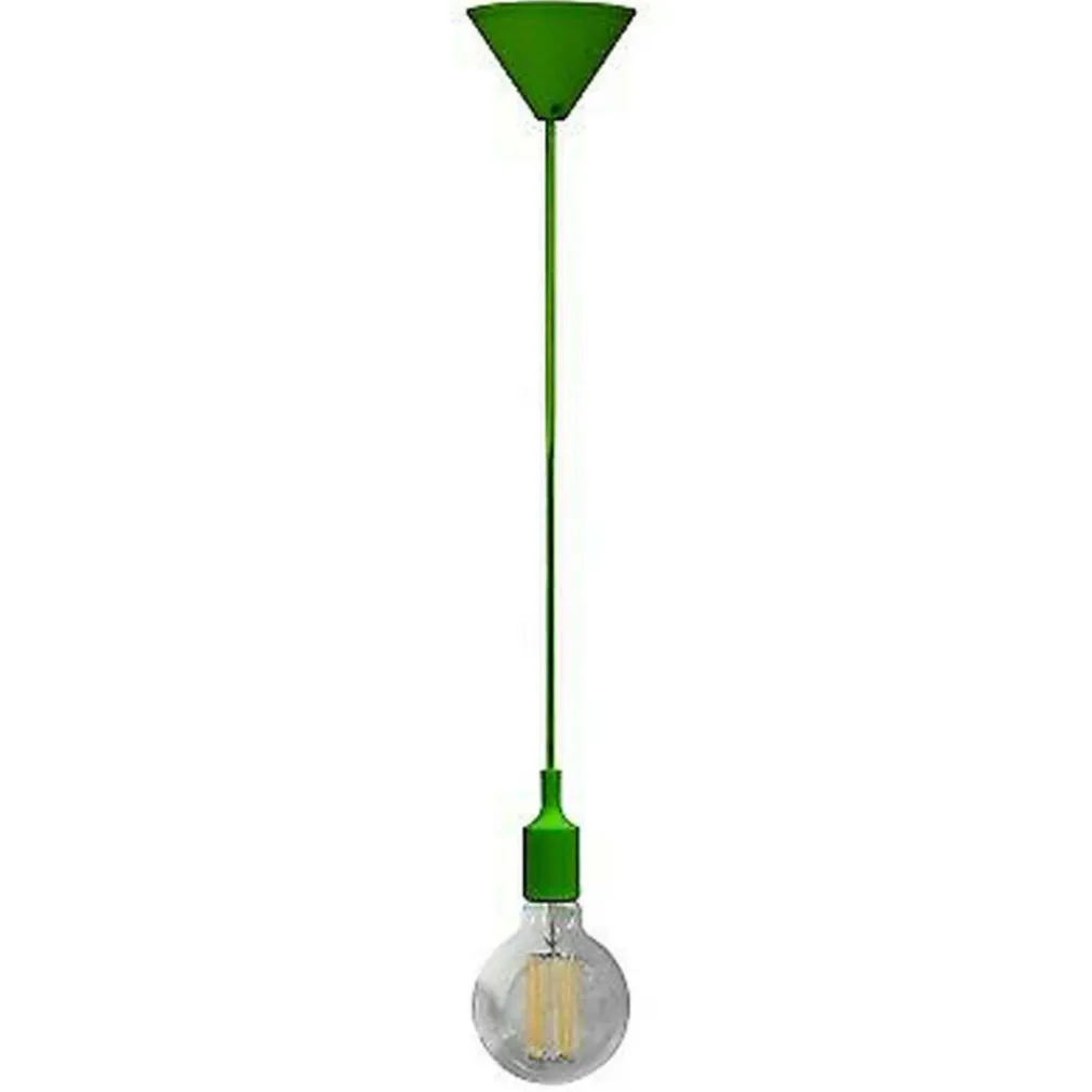 PORTALAMPADA A SOSPENSIONE PENDENTE LAMPADARIO SOFFITTO E27 VERDE DT-J01 1 METRO
