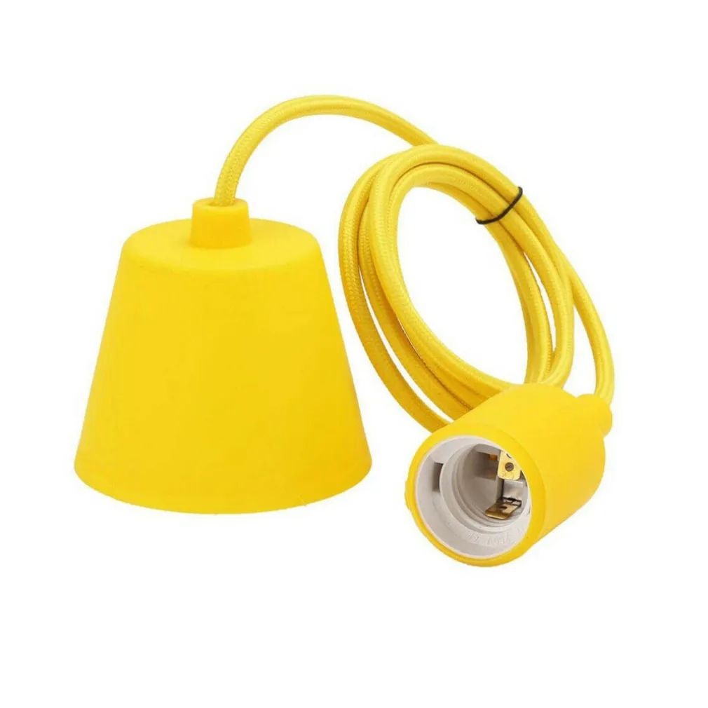 PORTALAMPADA A SOSPENSIONE PENDENTE LAMPADARIO SOFFITTO E27 GIALLO DT-J01 1 MT