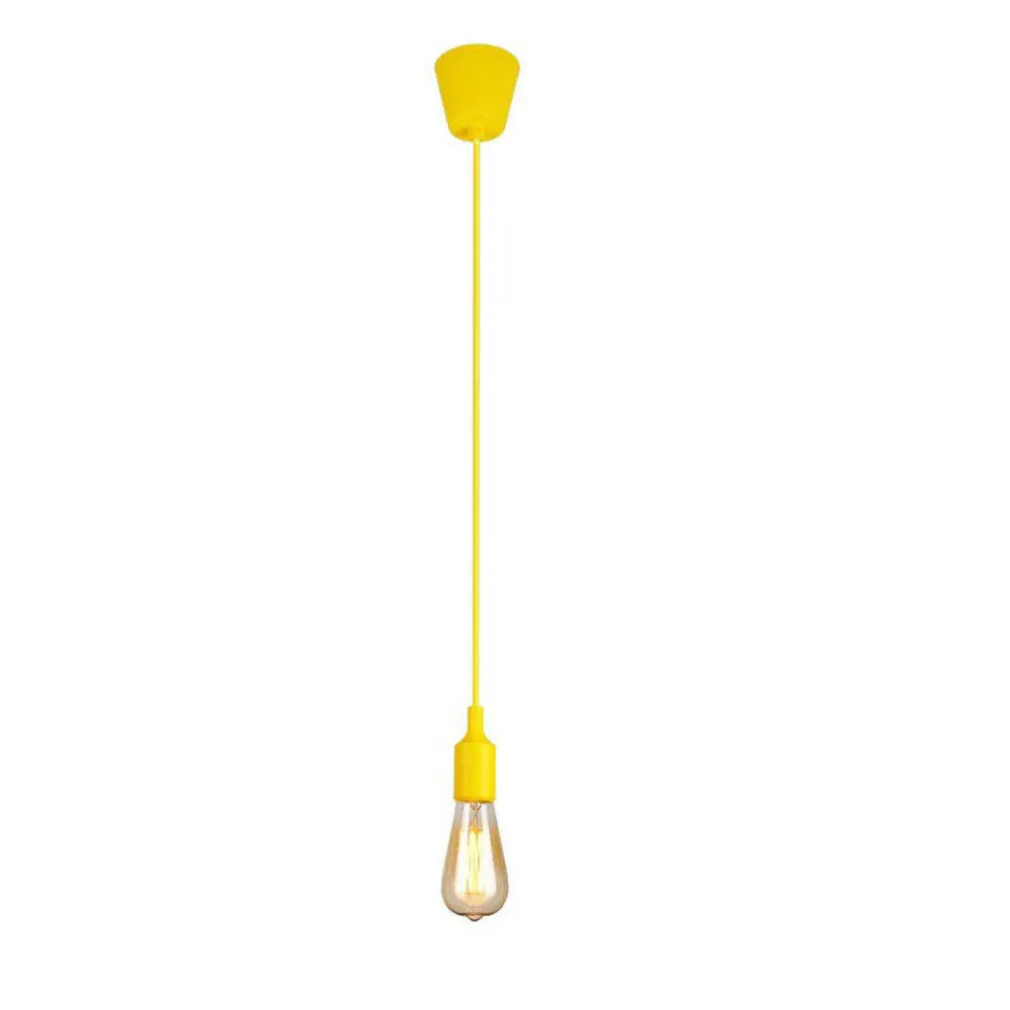 PORTALAMPADA A SOSPENSIONE PENDENTE LAMPADARIO SOFFITTO E27 GIALLO DT-J01 1 MT
