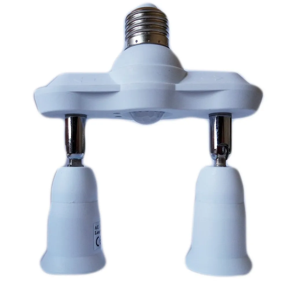 PORTALAMPADA ADATTATORE SDOPPIATORE E27 2 INGRESSI E27 SENSORE DI MOVIMENTO PIR