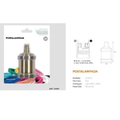 PORTALAMPADA E27 ALLUMINIO VINTAGE RETRÒ COLORE BRONZO LAMPADA DECORATIVA 54497