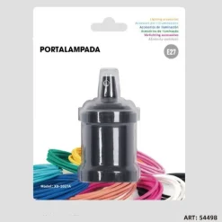 PORTALAMPADA E27 IN ALLUMINIO VINTAGE RETRÒ COLORE NERO LAMPADA DECORATIVA 54498