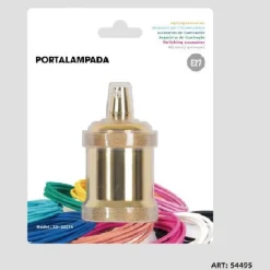 PORTALAMPADA E27 IN ALLUMINIO VINTAGE RETRÒ COLORE ORO LAMPADA DECORATIVA 54495