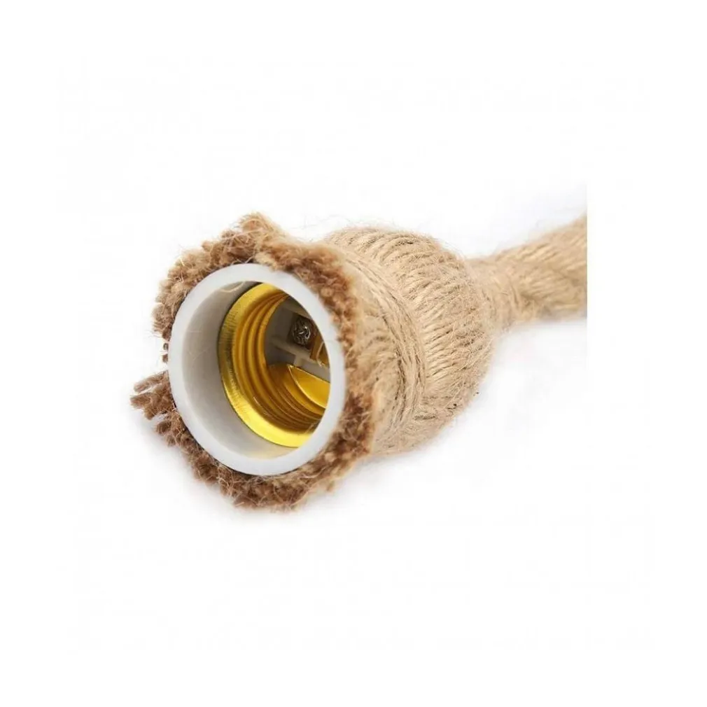 PORTALAMPADA IN CORDA CANAPA LAMPADARIO 1XE27 VINTAGE DESIGN INDUSTRIALE E27-M1