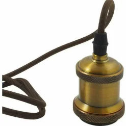 PORTALAMPADA VINTAGE STILE RETRO' SOSPENSIONE PENDENTE E27 BRONZO OTTONE E27-02