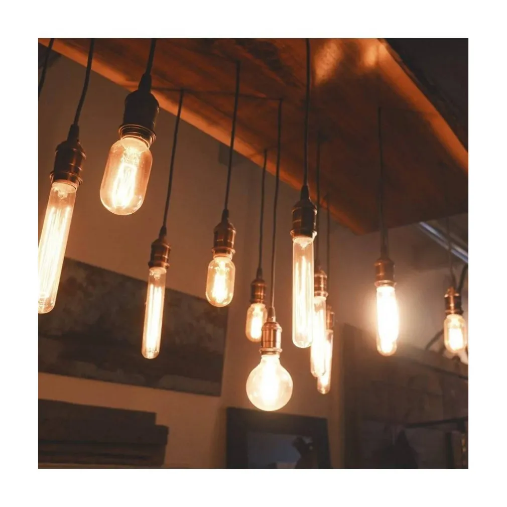 PORTALAMPADA VINTAGE STILE RETRO' SOSPENSIONE PENDENTE E27 BRONZO OTTONE E27-02