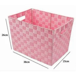 PORTAOGGETTI CESTO IN TESSUTO INTRECCIATO 38 X 26 X 25CM CON MANIGLIE ROSA 79041