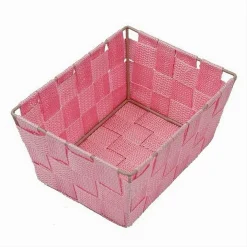 PORTAOGGETTI ORGANIZER MULTIUSO BAGNO CAMERA CUCINA TESSUTO ROSA 19X14X9CM 79011