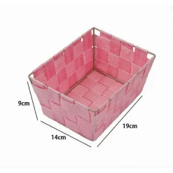 PORTAOGGETTI ORGANIZER MULTIUSO BAGNO CAMERA CUCINA TESSUTO ROSA 19X14X9CM 79011