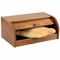 PORTAPANE IN LEGNO CON SERRANDINA APRI E CHIUDI COLOR CILIEGIO 39 X 25 X 17 CM