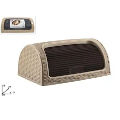 PORTAPANE PANE CROCK SERRANDINA GRANDE ROTOLO CONTENITORE EFFETTO RATTAN CAPPUCCINO